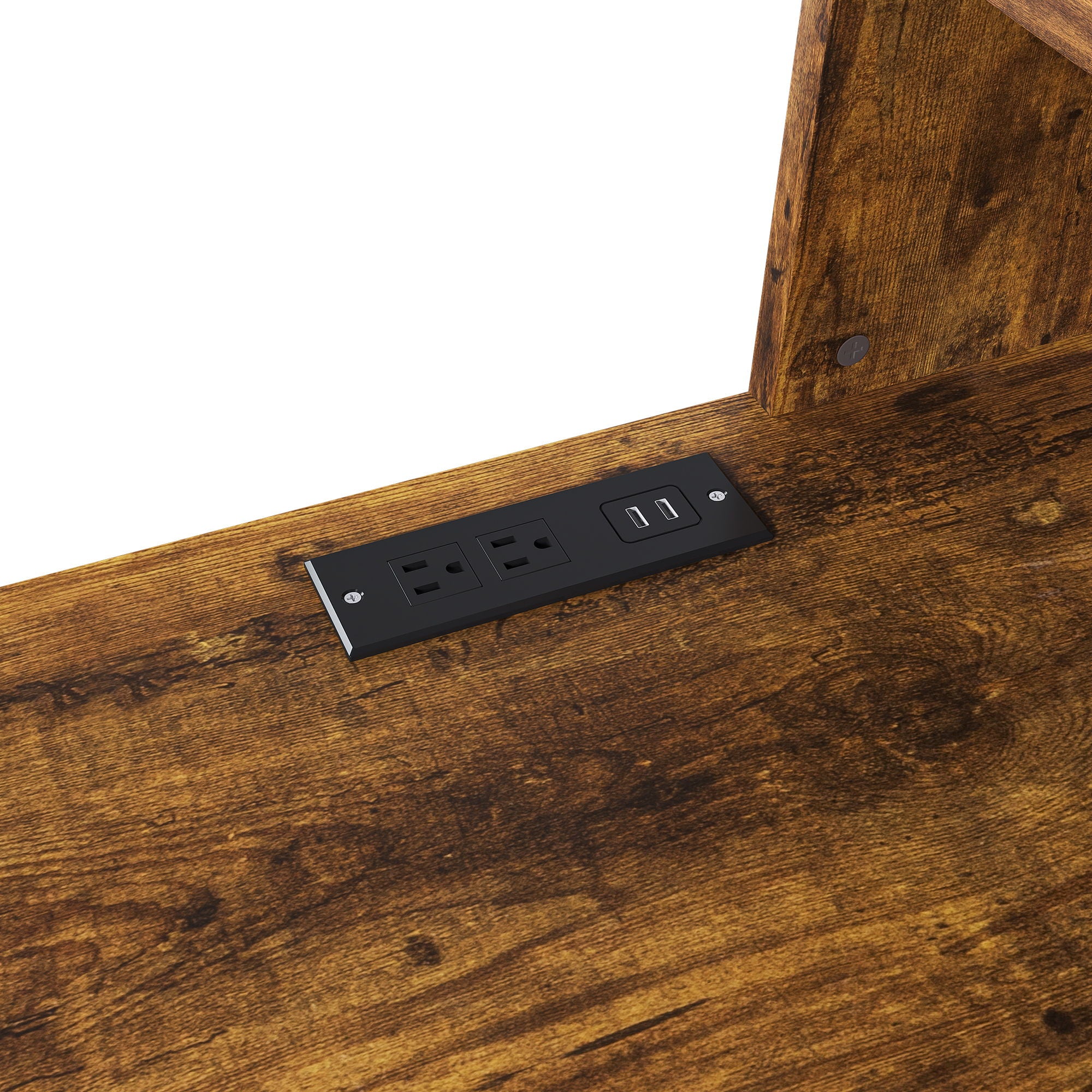 Computer Desk With 4 In 1 Socket & 3 Drawers, 4 Tier Shelves