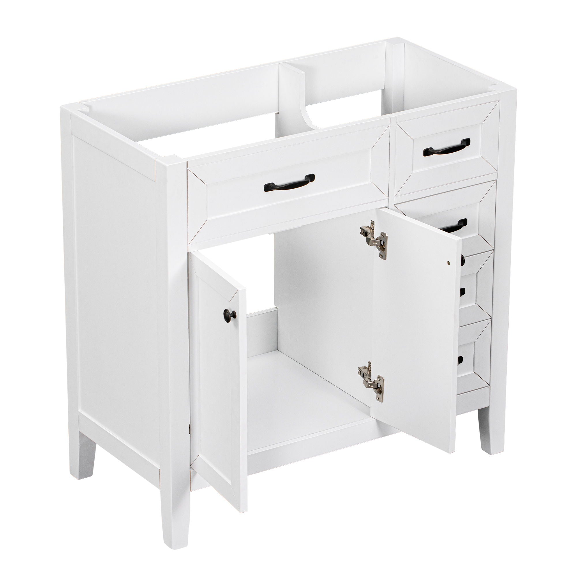 Modern Bathroom Vanity Base Only, 2 Doors And 3 Drawers