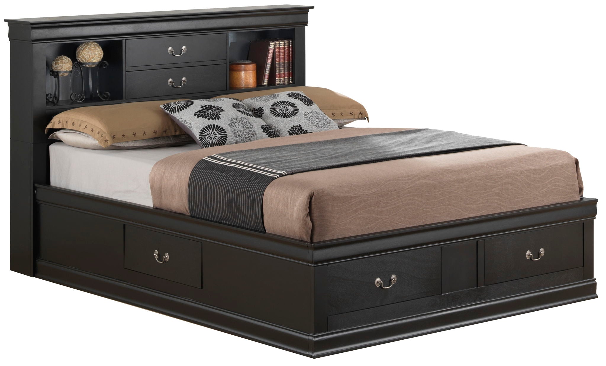 Traditional Style Bookcase Storage Bed