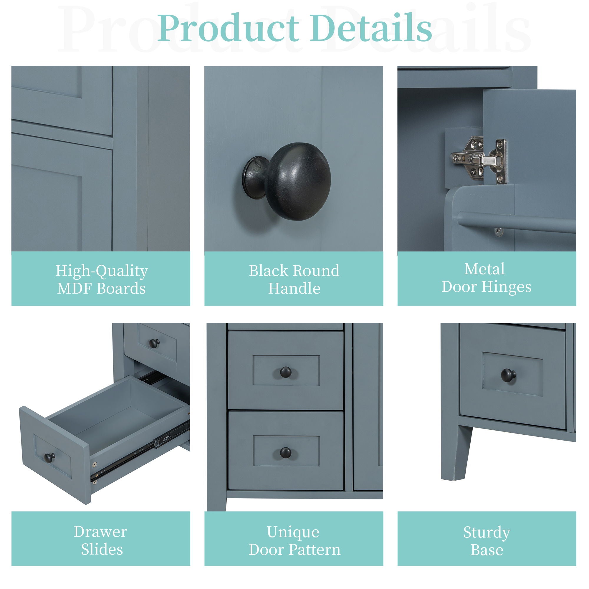 Modern Bathroom Vanity With Sink, 3 Drawers And Adjustable Shelf