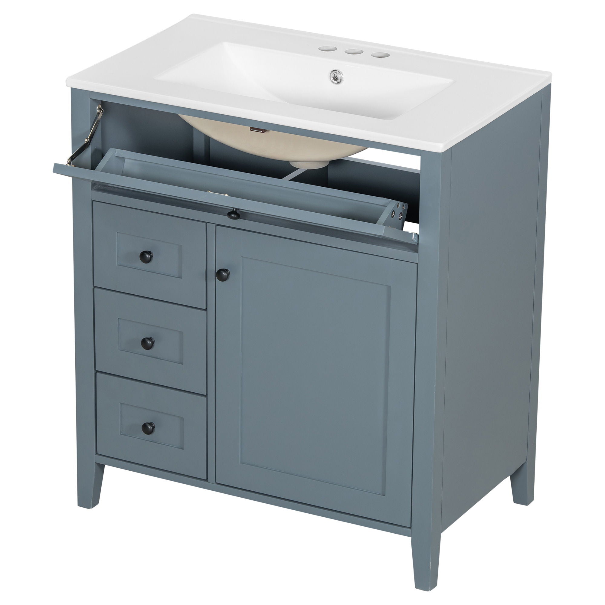 Bathroom Vanity With Sink, 3 Drawers And Adjustable Shelf, Freestanding Storage Unit