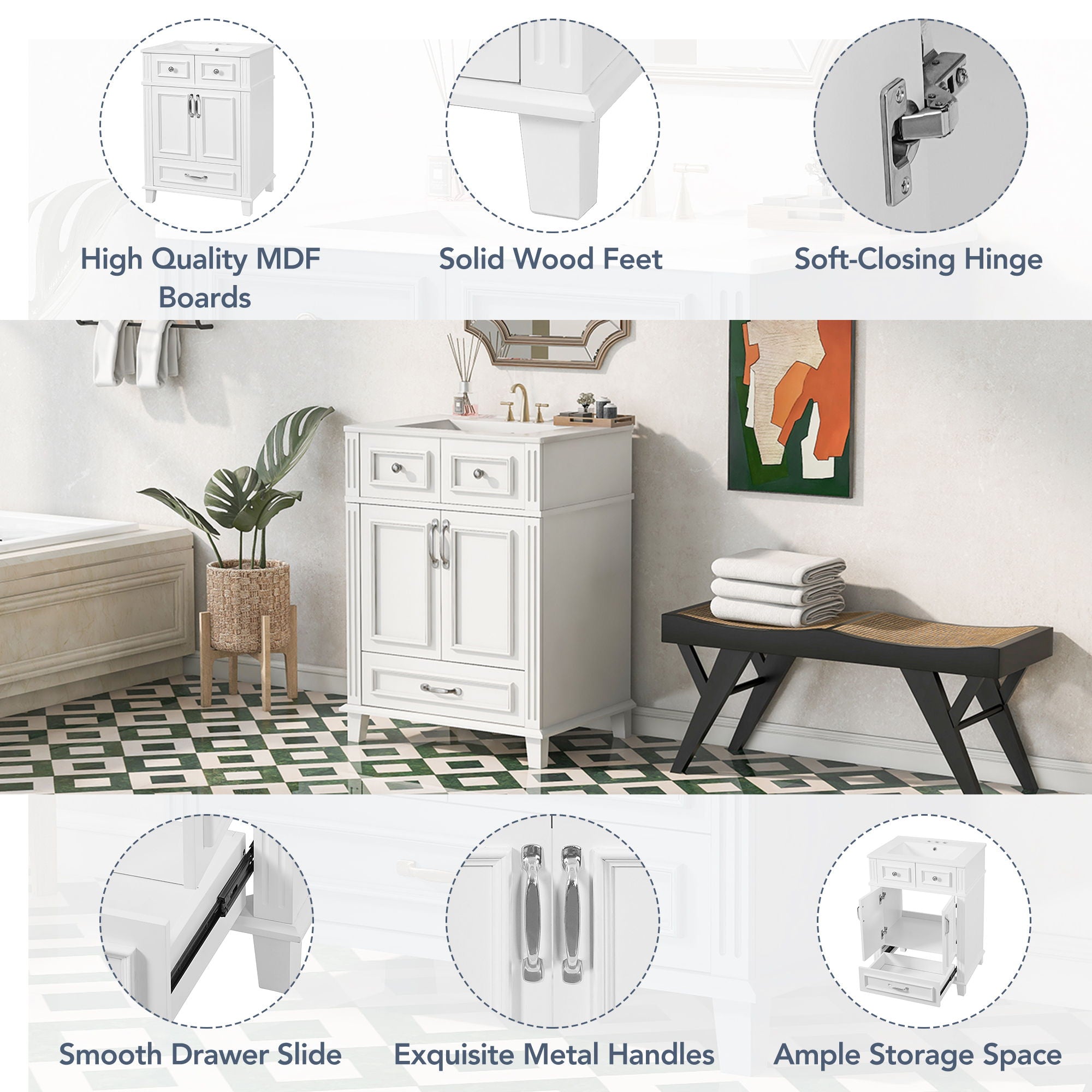 Bathroom Vanity With Sink, Storage Cabinet