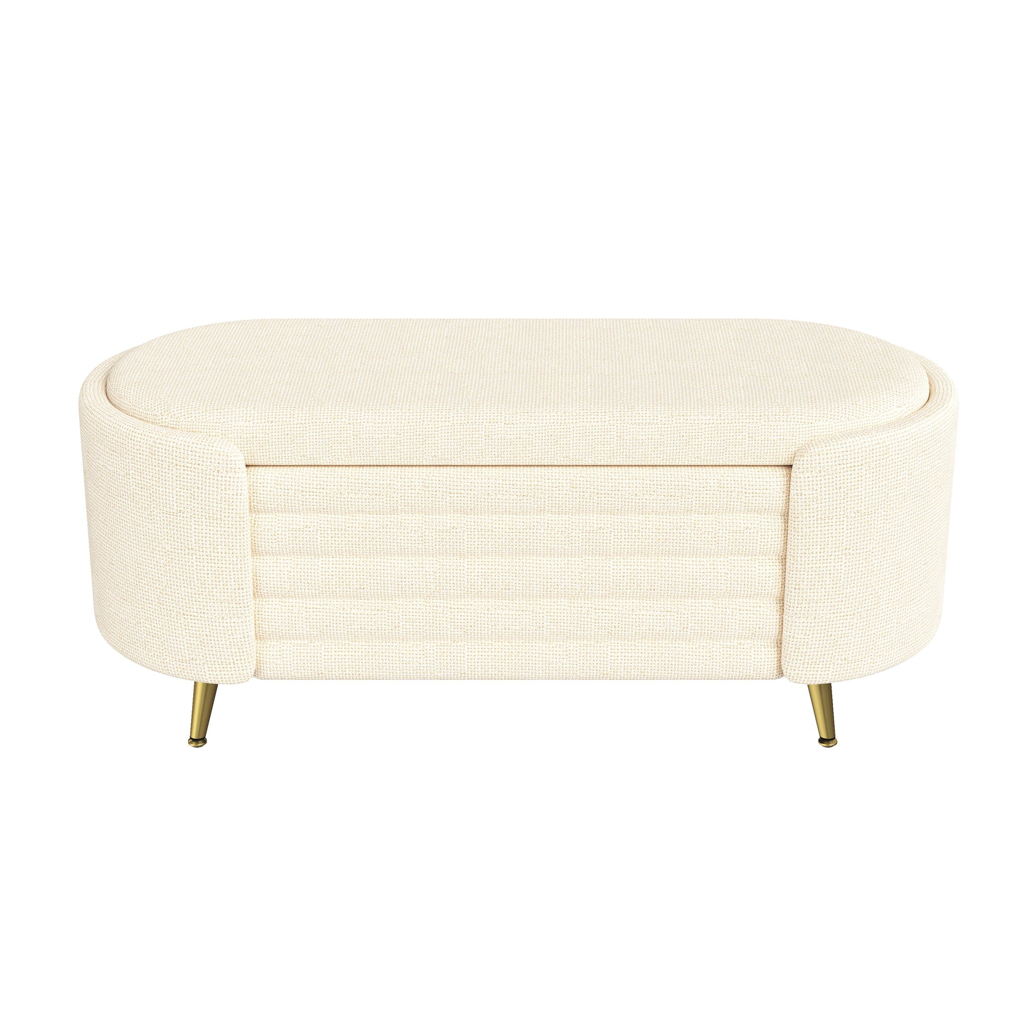 Modern Oval Storage Ottoman With Upholstery