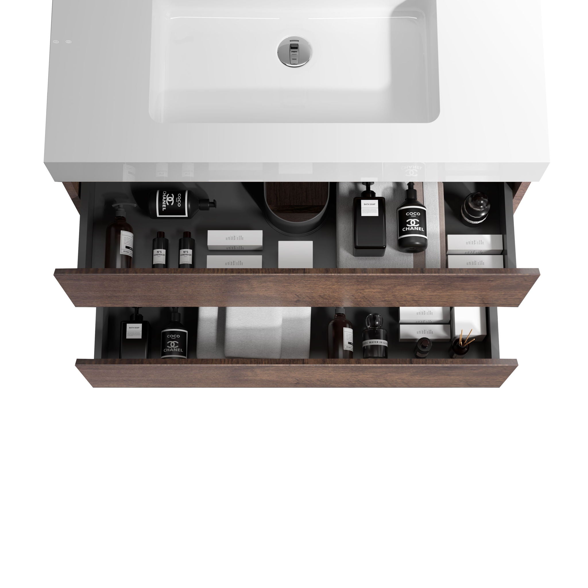 Alice - Bathroom Vanity Wall Mounted With Sink, Large Storage
