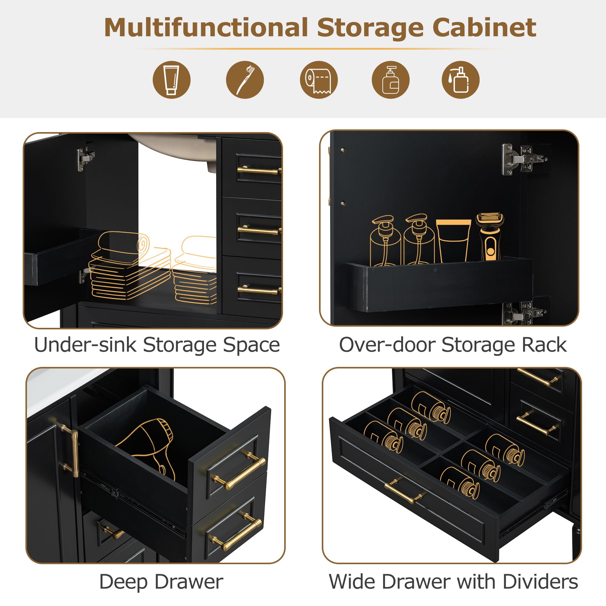 Traditional Bathroom Vanity Set With Soft Close Doors