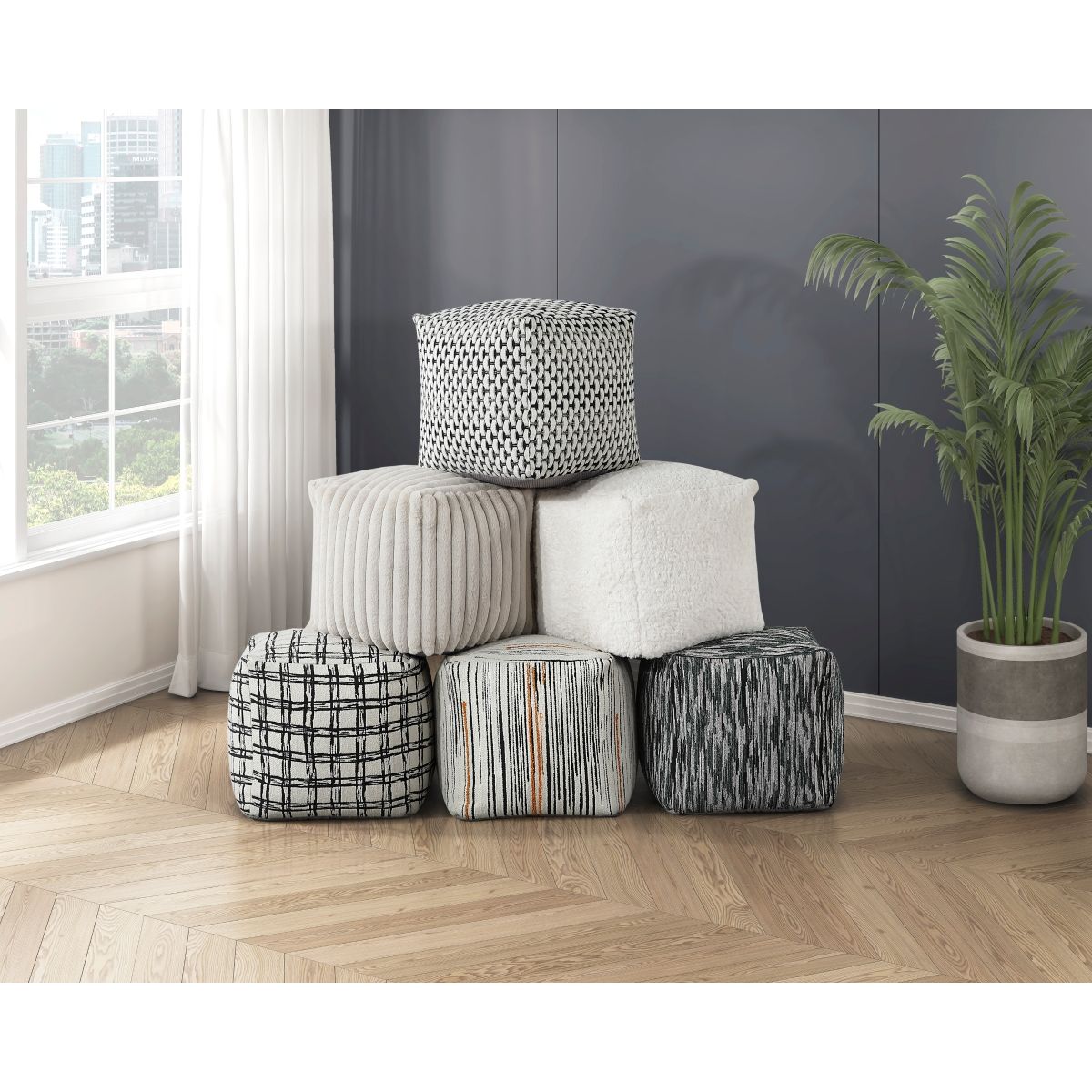 Easley - Simpsonville Pouf - Off White