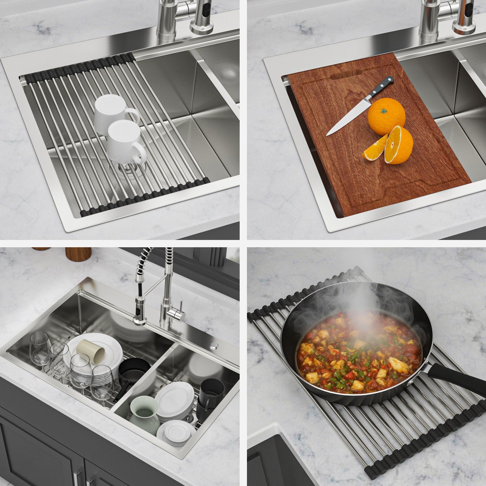 Topmount, Drop In Double Bowl Kitchen Sink