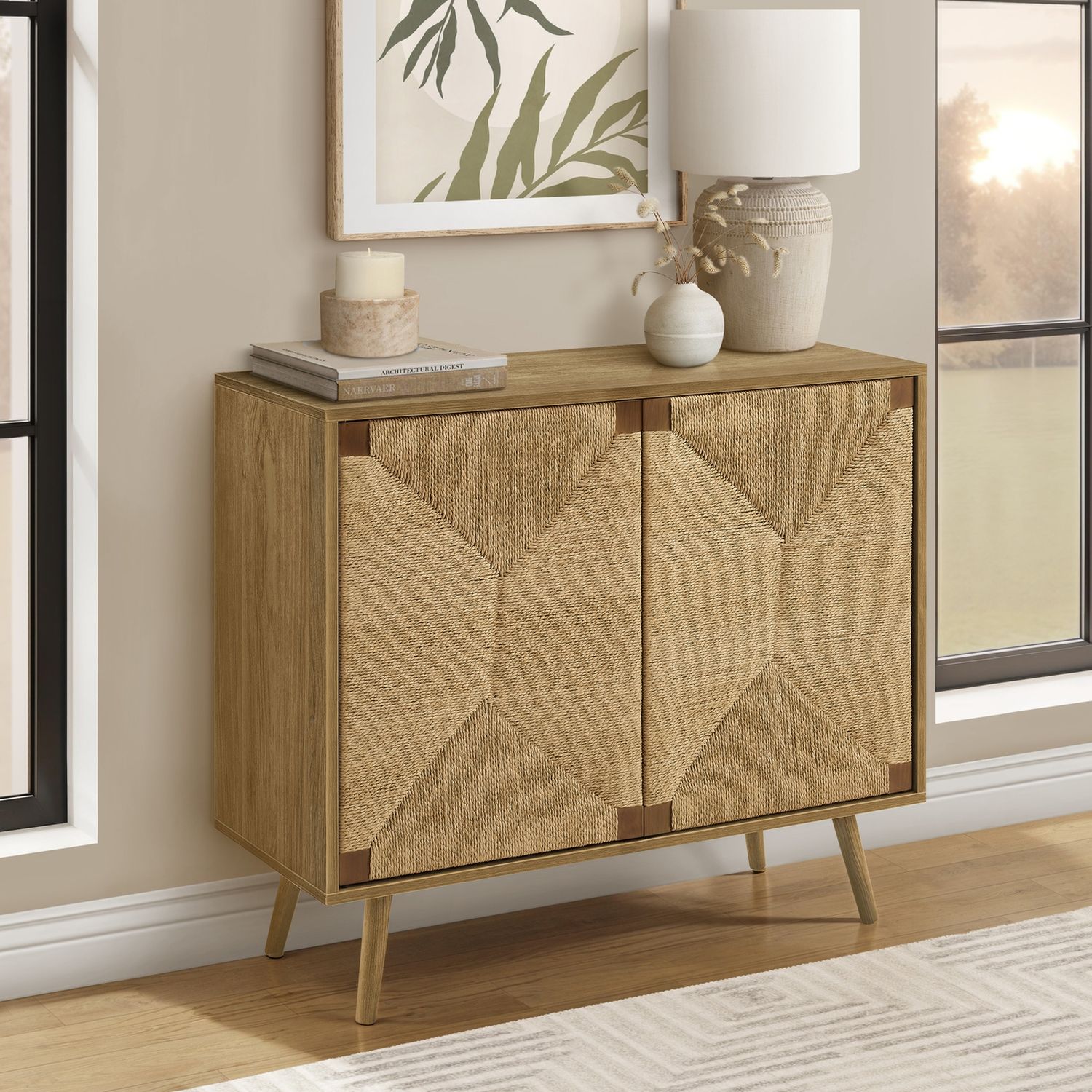 Accent Chest, 2 Door Cabinet, Storage Furniture - Walnut