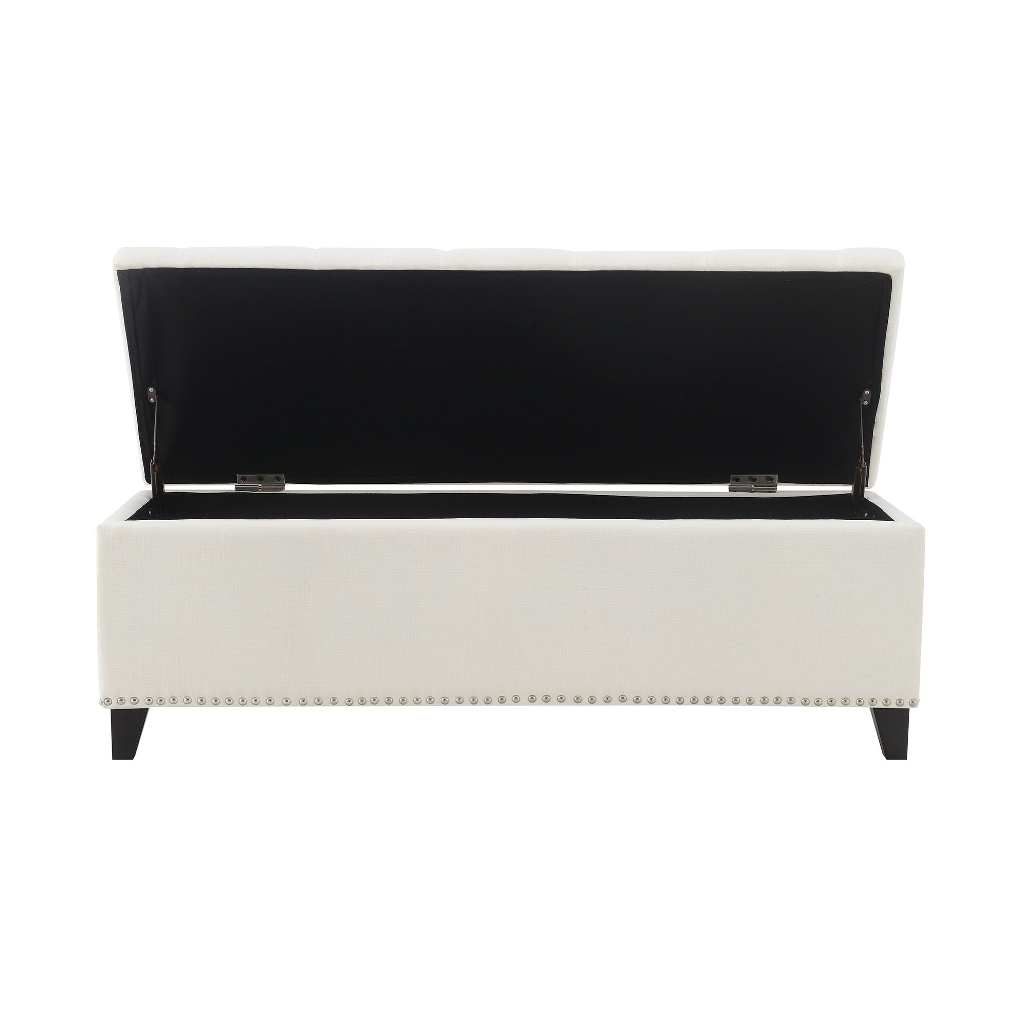 Button-Tufted Storage Ottoman With Safety Close Hinge