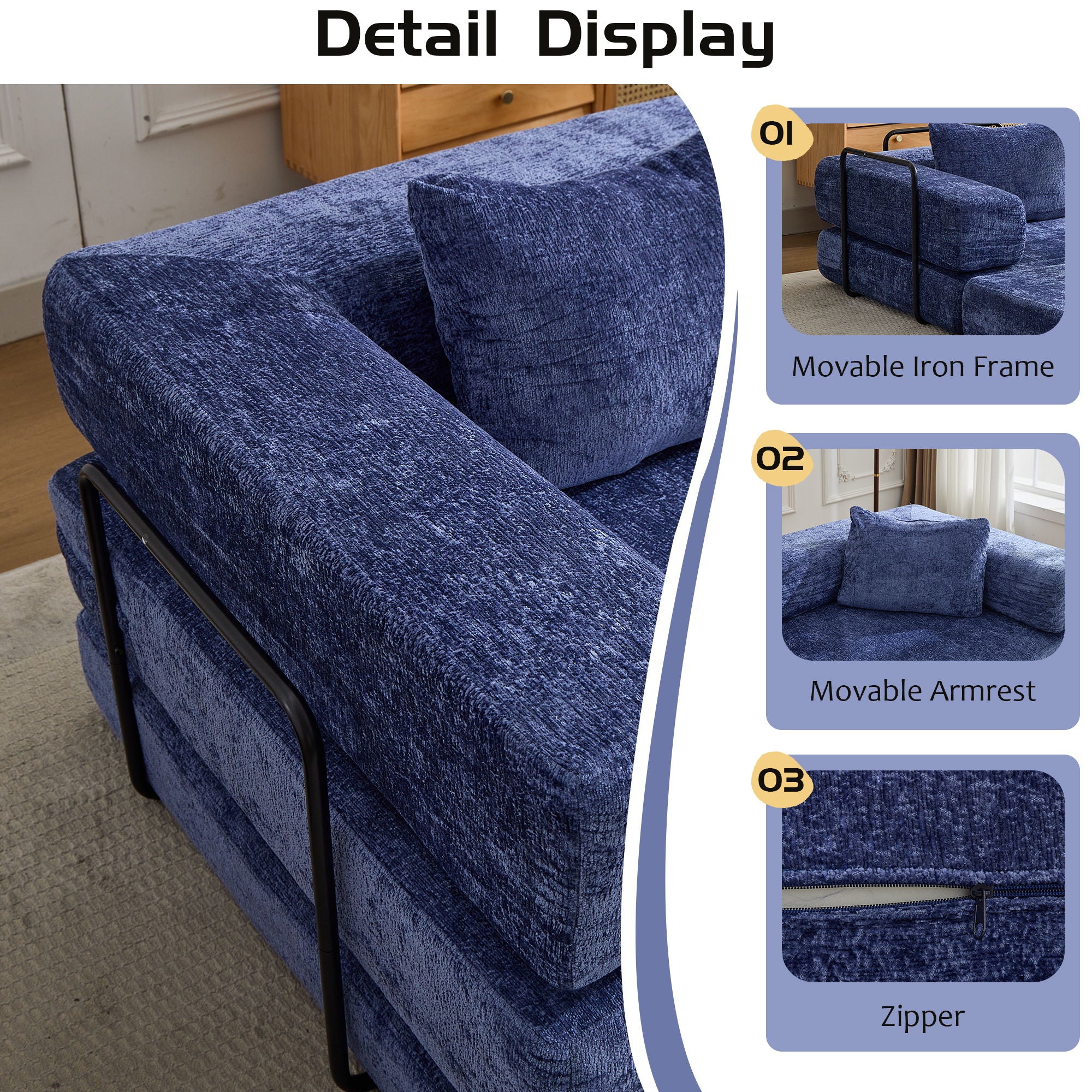 Convertible Floor Sofa Bed, Boneless Modular Sectional Sofa For Living Room