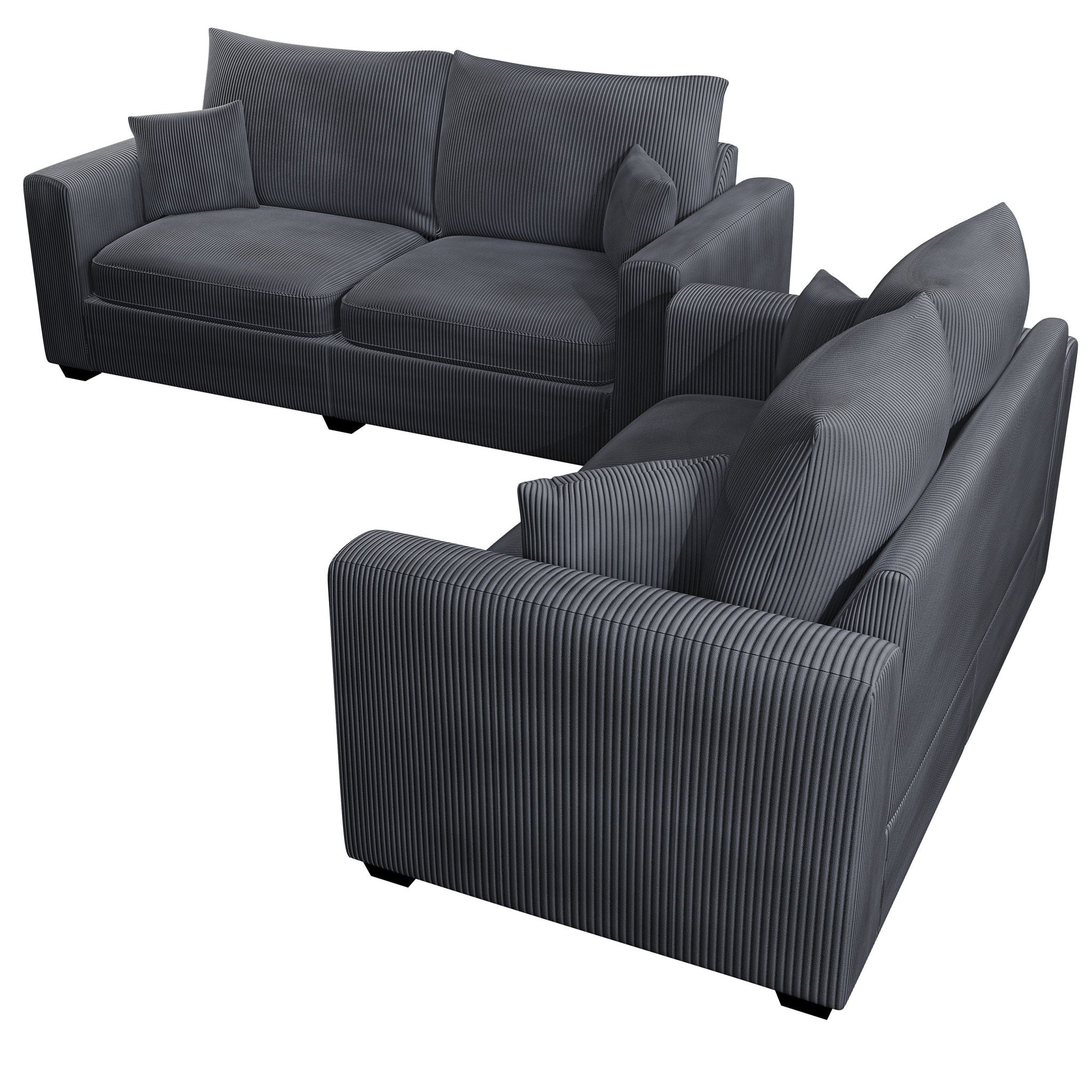 2 Piece Contemporary Style Sofa Set With Matching Pillows