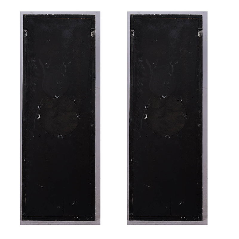 Large Wooden Wall Art Panels With Distressed Round Mirror Accents (Set of 2) - White