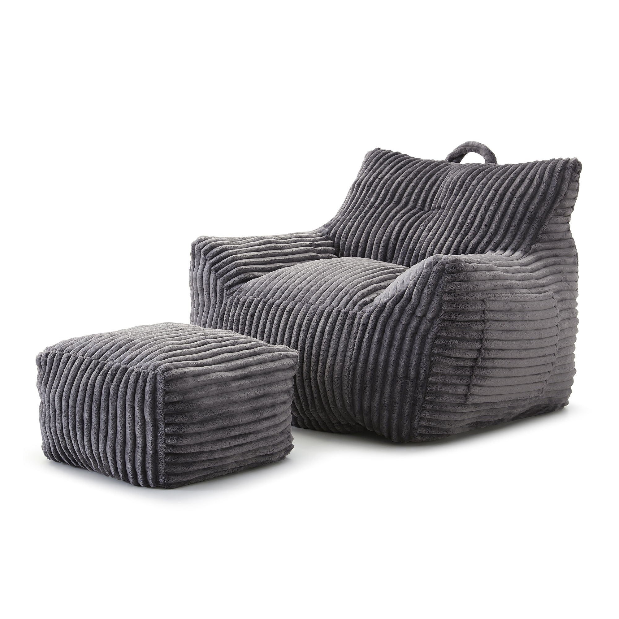 Giant Bean Bag Chair With Armrests And Footstool