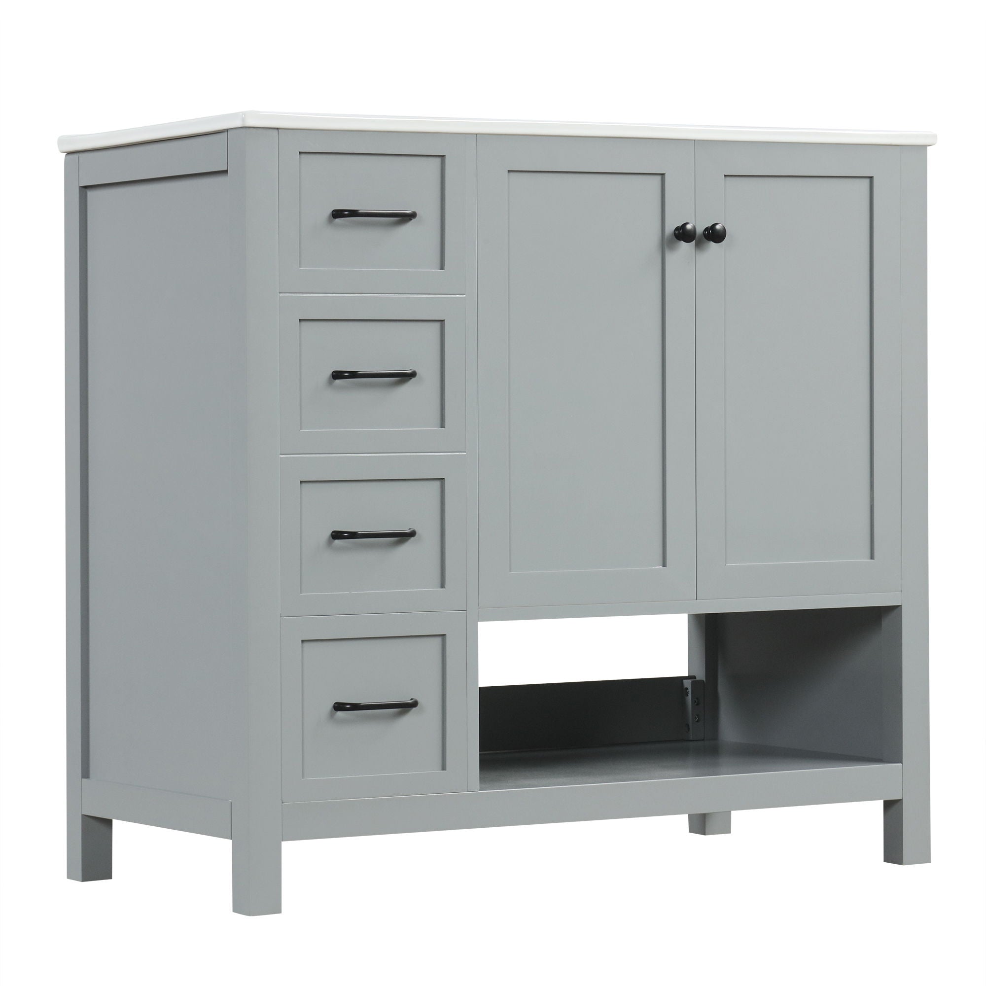 Modern Bathroom Vanity With Sink Top, 2 Doors And 2 Drawers