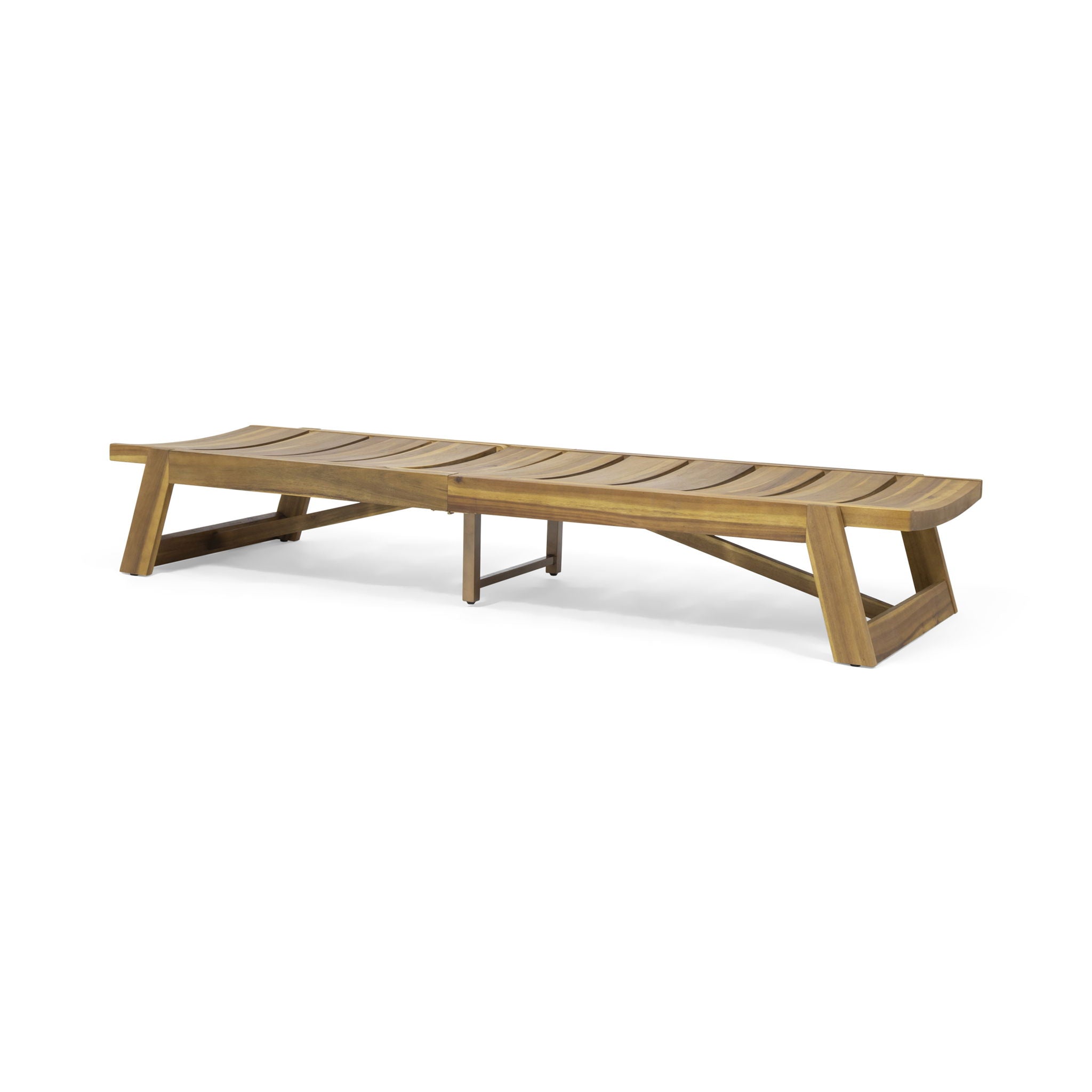 Outdoor Chaise Lounge With Adjustable Seating And Slat Panel - Yellow Brown
