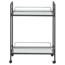 Curltis 2-tier Rectangular Glass Shelf Metal Bar Cart Black