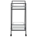 Curltis 2-tier Rectangular Glass Shelf Metal Bar Cart Black