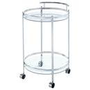 Chrissy 2-tier Round Glass Shelf Metal Bar Cart Brass