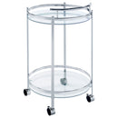 Chrissy 2-tier Round Glass Shelf Metal Bar Cart Brass