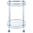 Chrissy 2-tier Round Glass Shelf Metal Bar Cart Brass