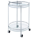 Chrissy 2-tier Round Glass Shelf Metal Bar Cart Brass