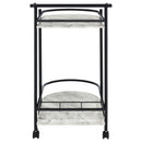 Desiree 2-tier Faux Marble Shelf Metal Bar Cart Black
