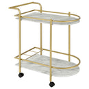 Desiree 2-tier Faux Marble Shelf Metal Bar Cart Black