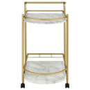 Desiree 2-tier Faux Marble Shelf Metal Bar Cart Black