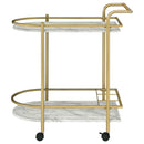 Desiree 2-tier Faux Marble Shelf Metal Bar Cart Black