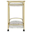 Desiree 2-tier Faux Marble Shelf Metal Bar Cart Black