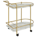 Desiree 2-tier Faux Marble Shelf Metal Bar Cart Black