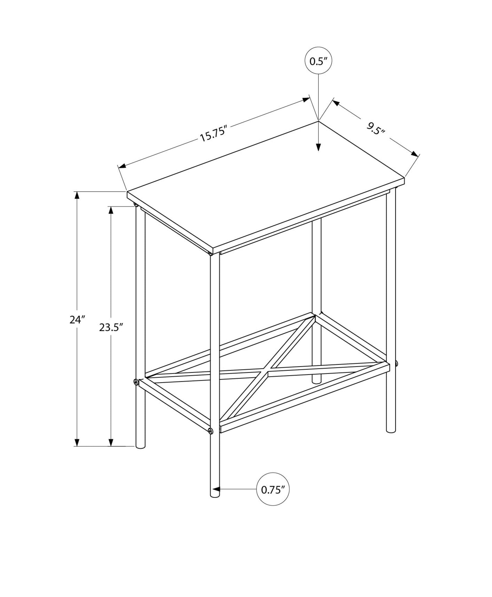Accent Side Table, Narrow, Small, 2 Tier, Contemporary & Modern