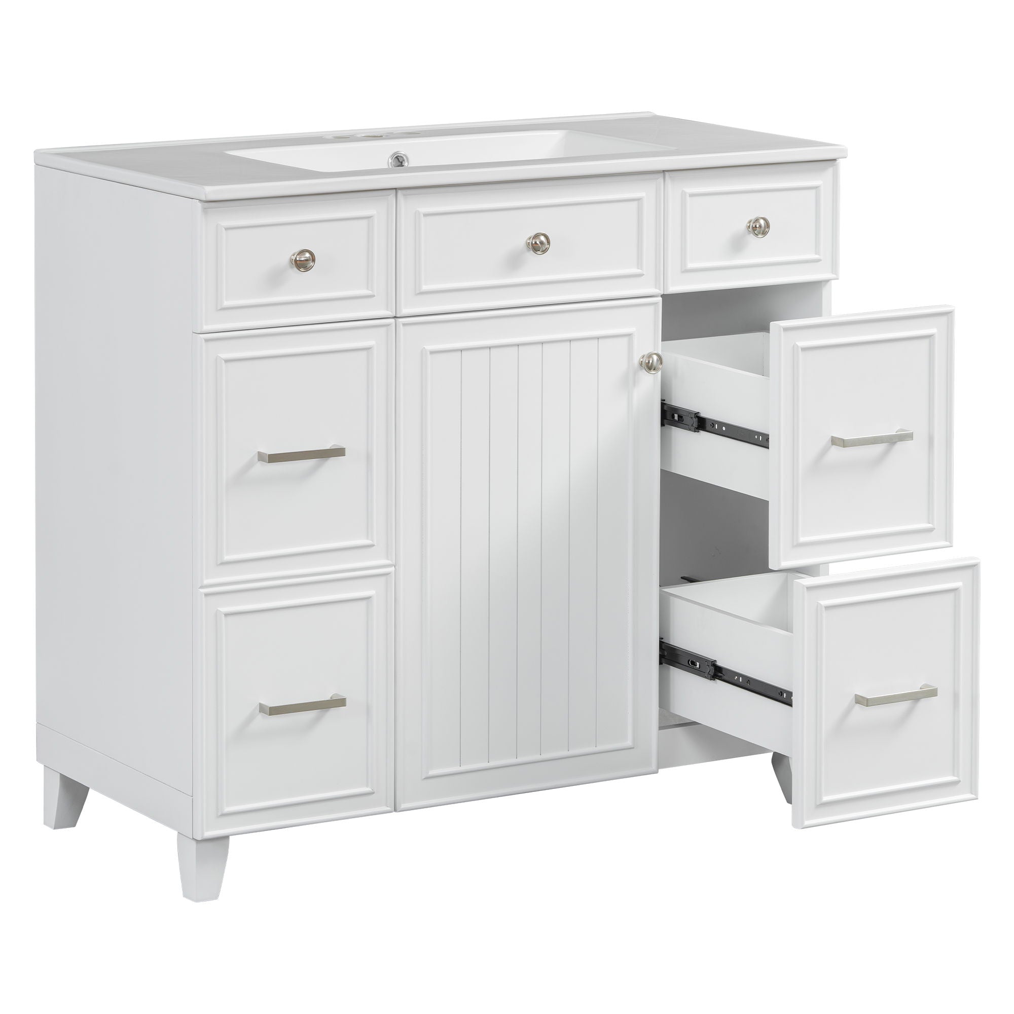 Bathroom Vanity With Ceramic Sink, Soft Close Doors, Adjustable Shelves