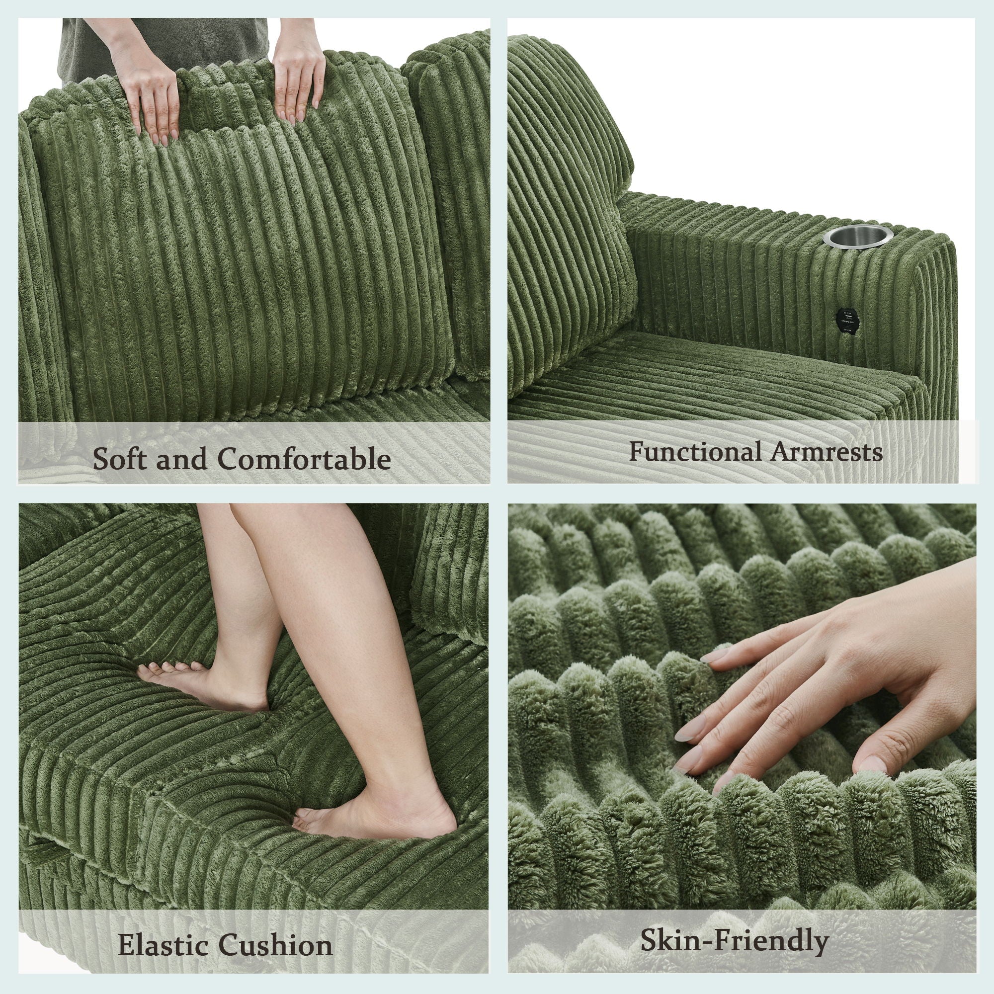 L-Shaped Sofa With Pull Out Sofa Bed With USB
