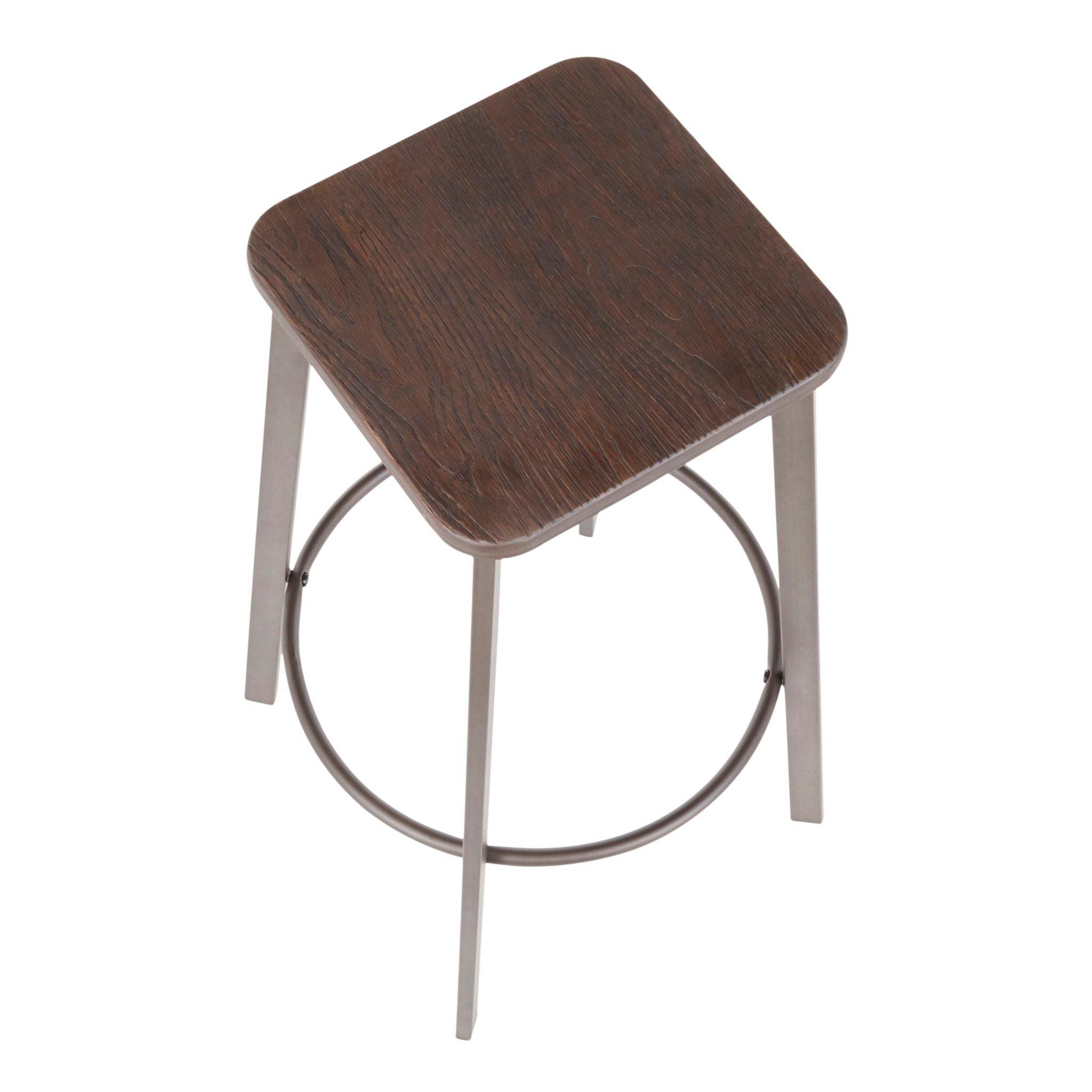 Clara - Industrial Square Barstool (Set of 2) - Espresso