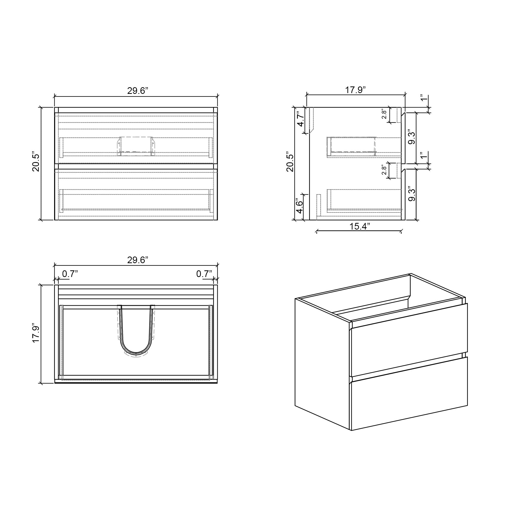 Alice - Bathroom Vanity With Sink, Wall Mounted, Floating