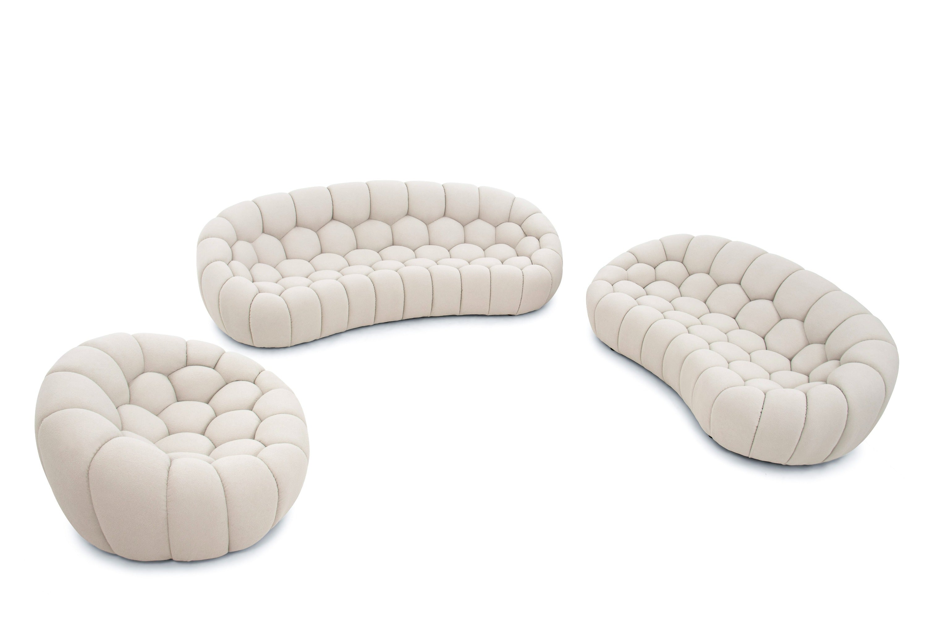 Divani Casa Yolonda - Modern Curved Beige Fabric Loveseat