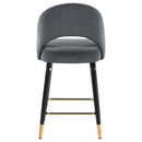 Lindsey Velvet Upholstered Counter Chair Black (Set of 2)