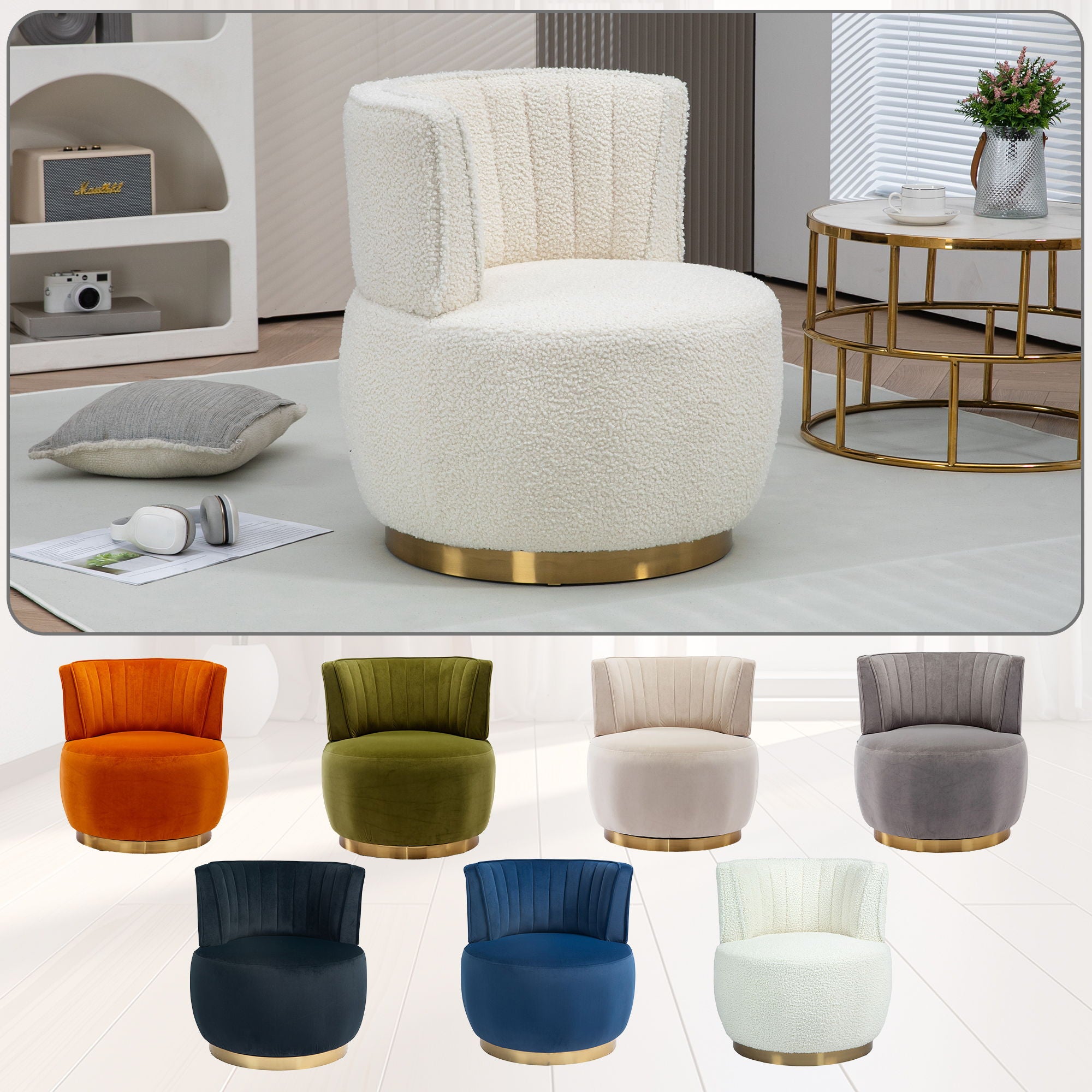 360 Degree Swivel Cuddle Barrel Accent Sofa Chair