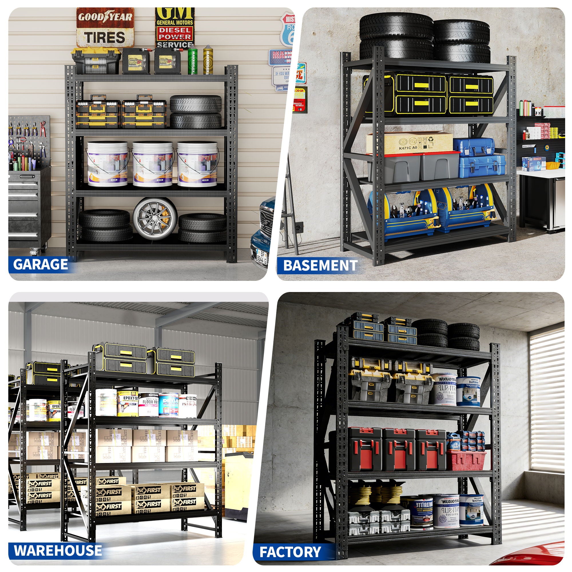 Heavy Duty 4 Shelf Garage Shelving Unit