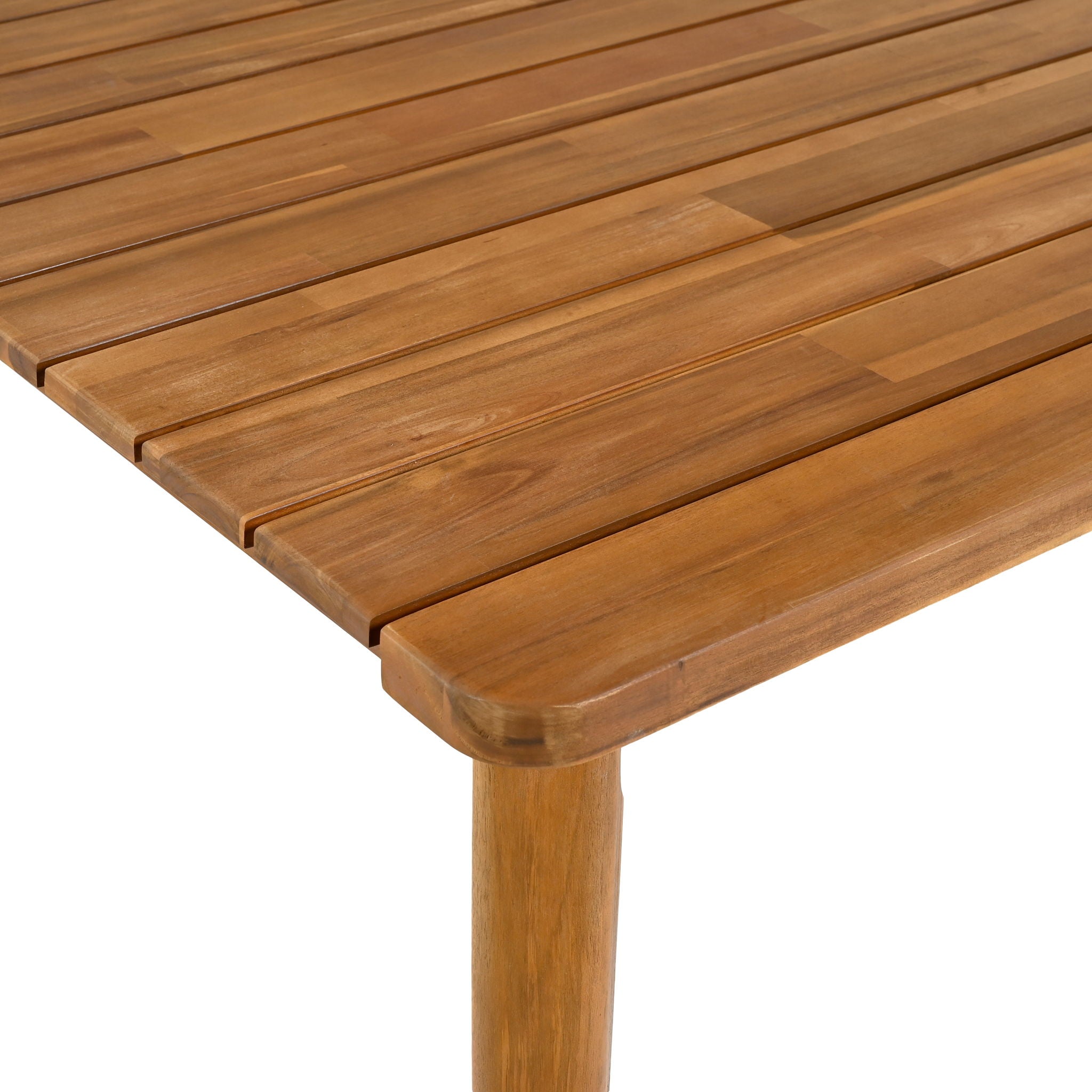 7 Piece Patio Dining Set, Slatted Table & 6 Chairs For Patio Garden - Mocha / Teak