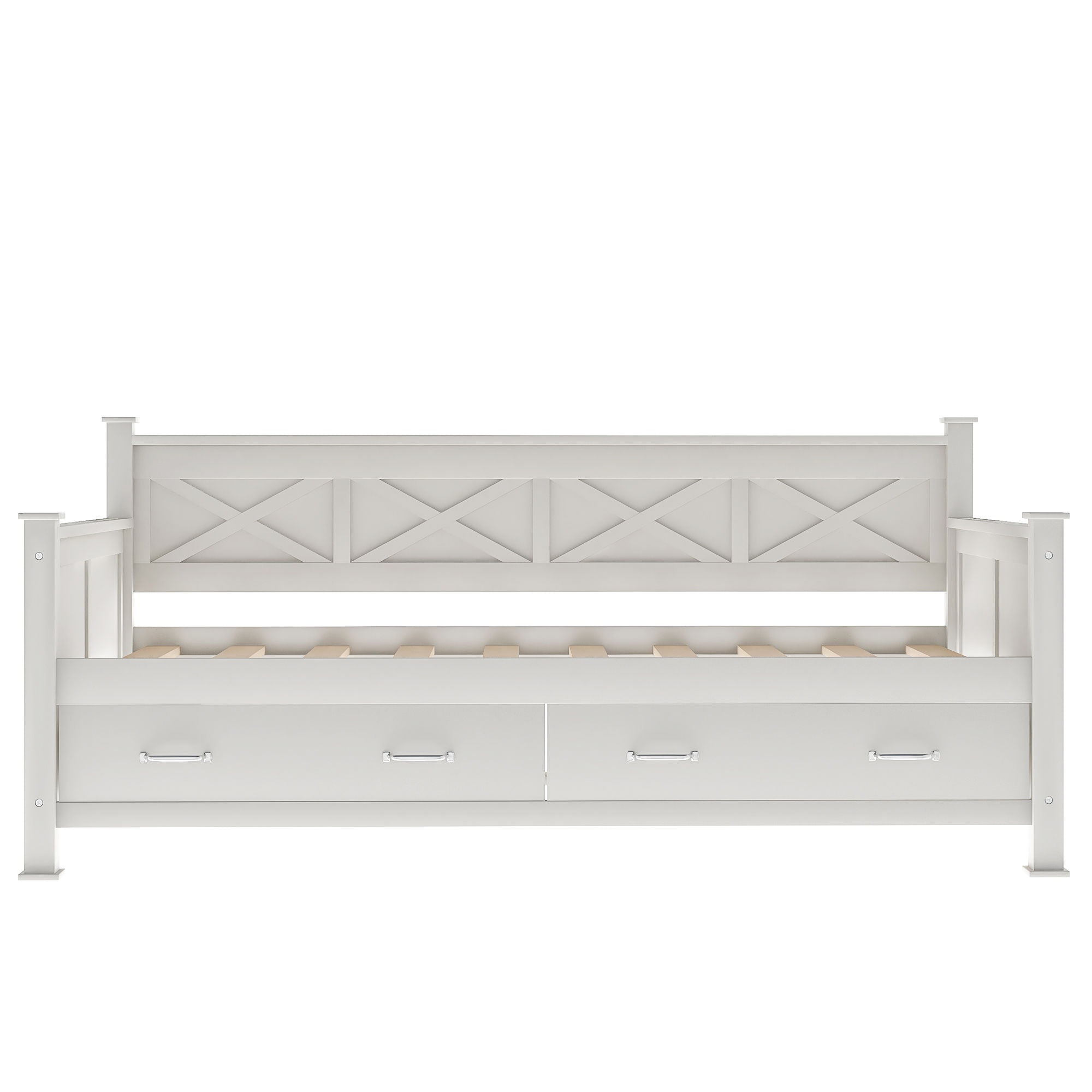 Modern Daybed With 2 Large Drawers, X Shaped Frame