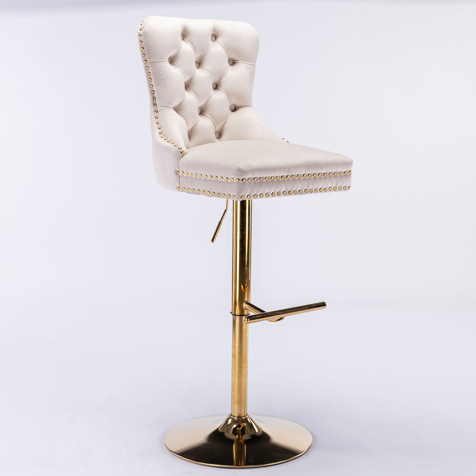 Thick Swivel Barstools Adjusatble Seat Height From 25-33", Modern Upholstered Bar Stools With Backs Comfortable Tufted For Home Pub And Kitchen Island (Set of 2)