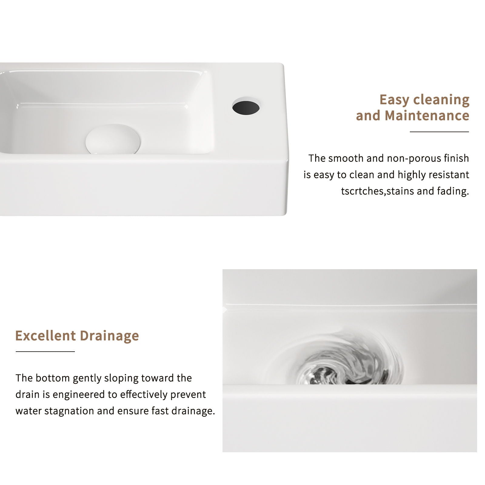 Wall Mounted Bathroom Sink With Faucet And Drain