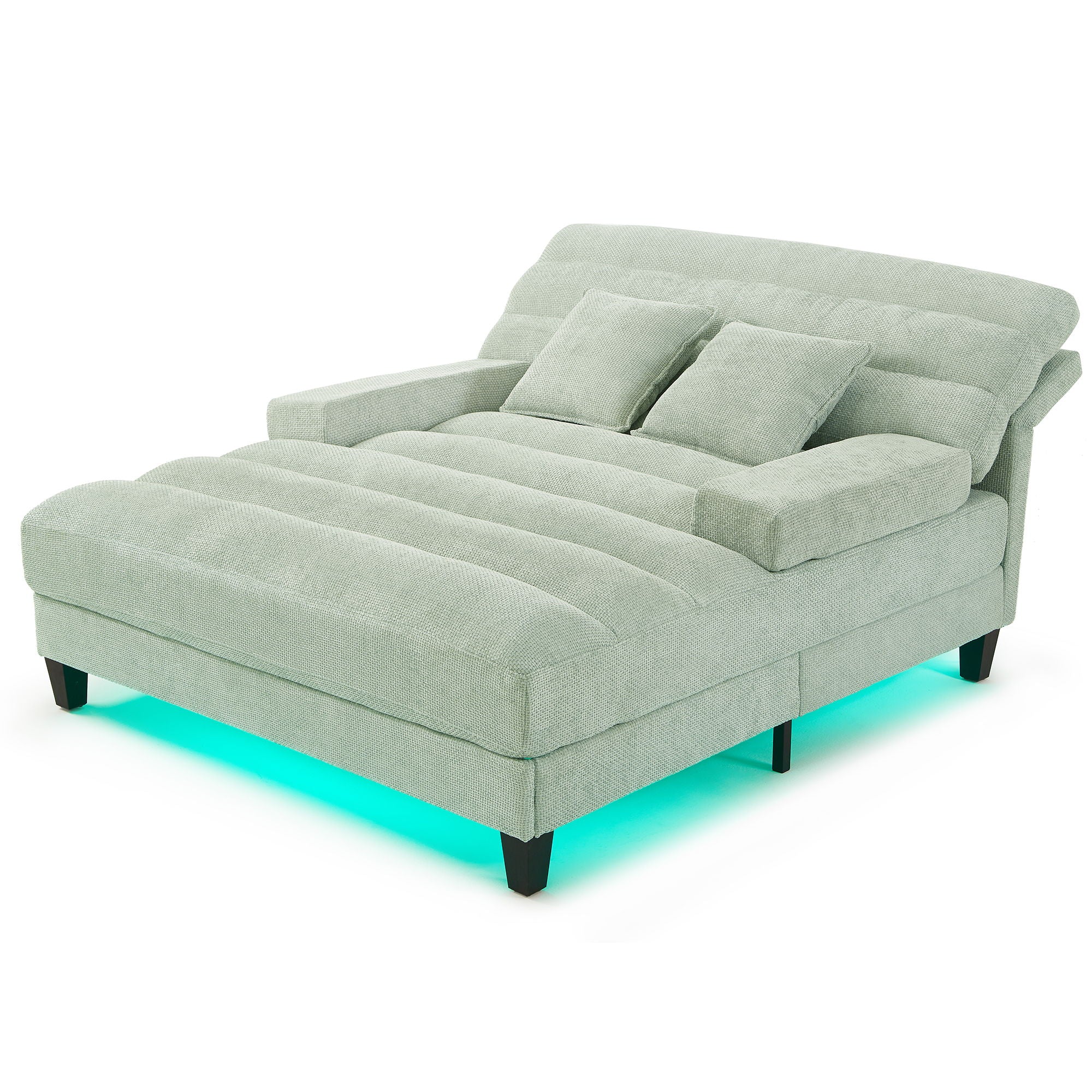 Chaise Bed Lounge Sofa Chair With Adjustable Backrest And LED Light Strip