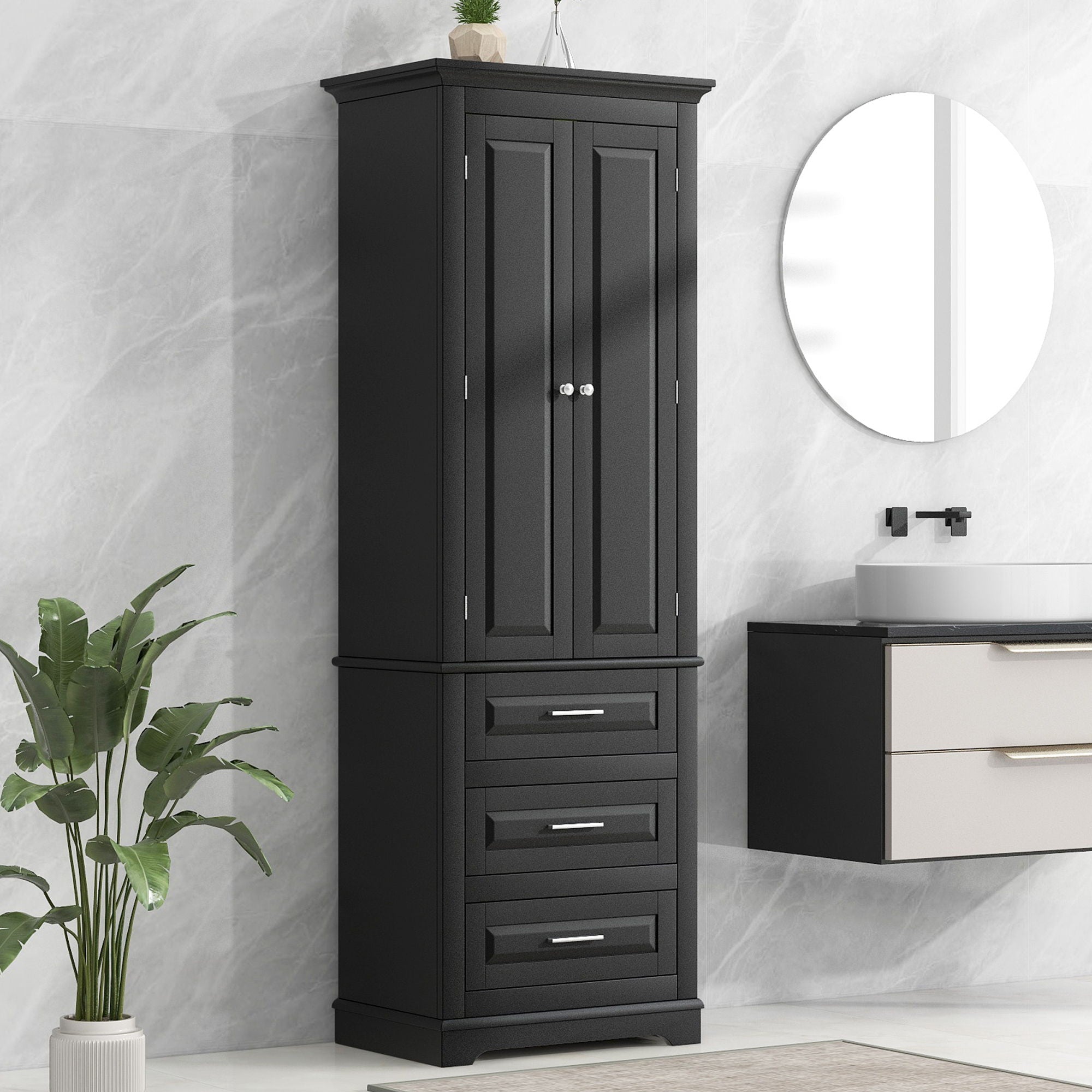 Storage Cabinet With 3 Drawers For Bathroom