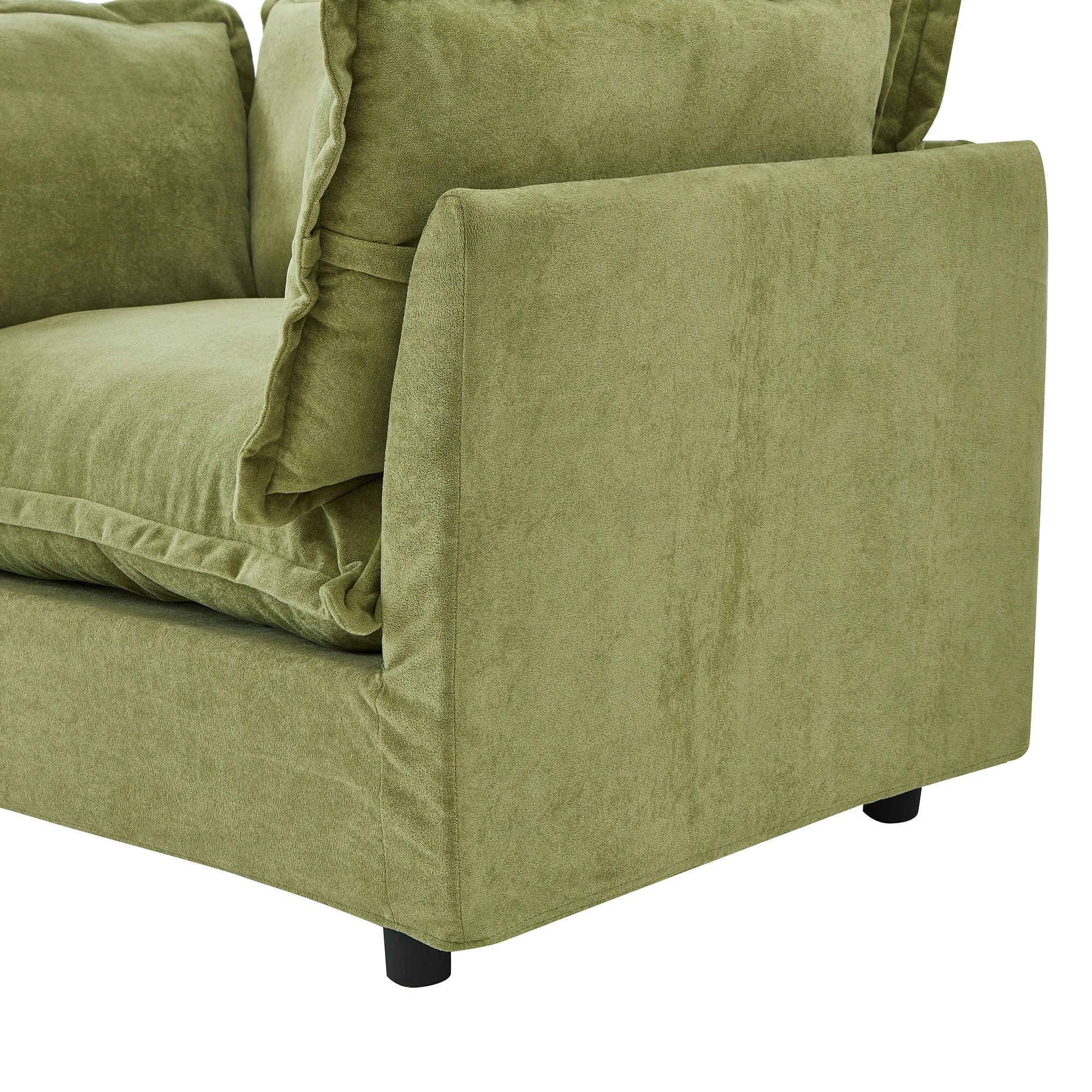 Modern Cozy Upholstered Armchair Sofa With Movable Ottoman