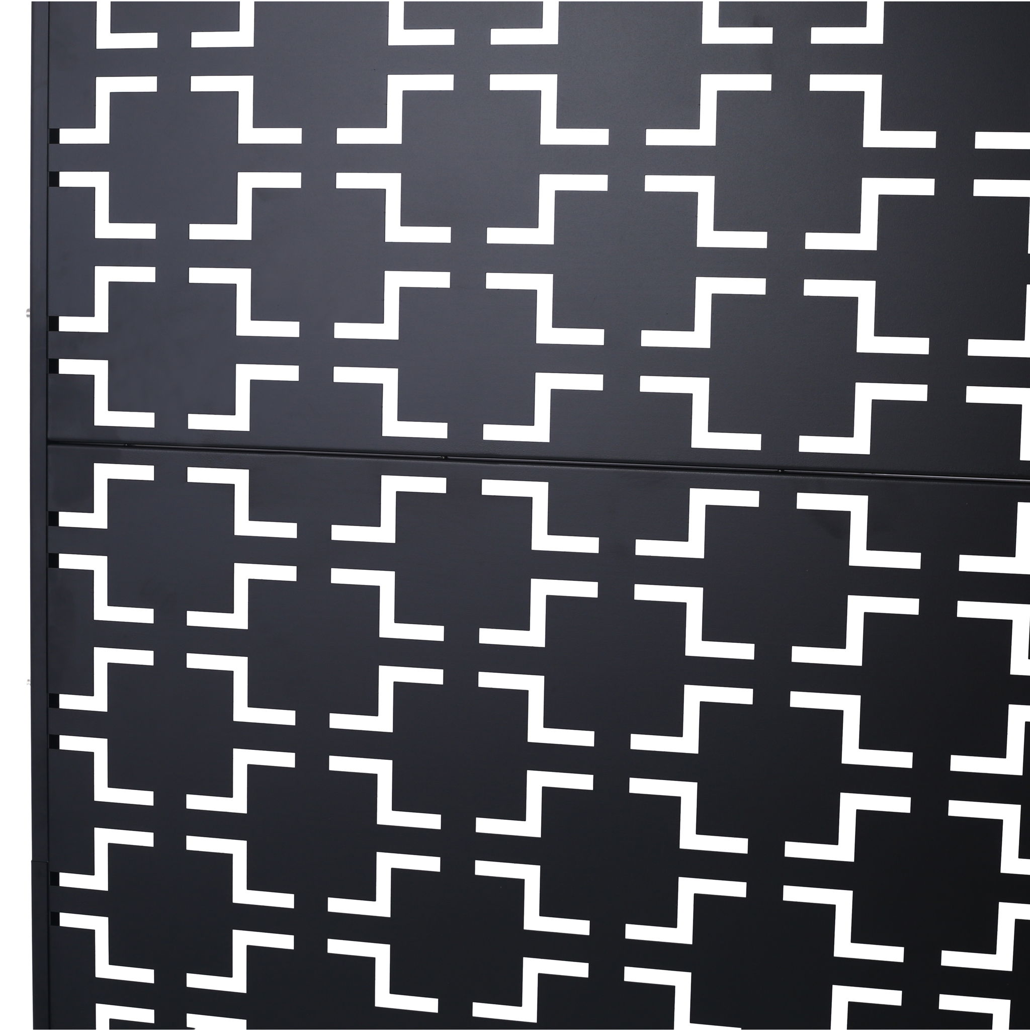 Outdoor / Indoor Privacy Screen Metal Privacy Screen, Freestanding Decorative Privacy Screen For Deck Balcony Patio - Black