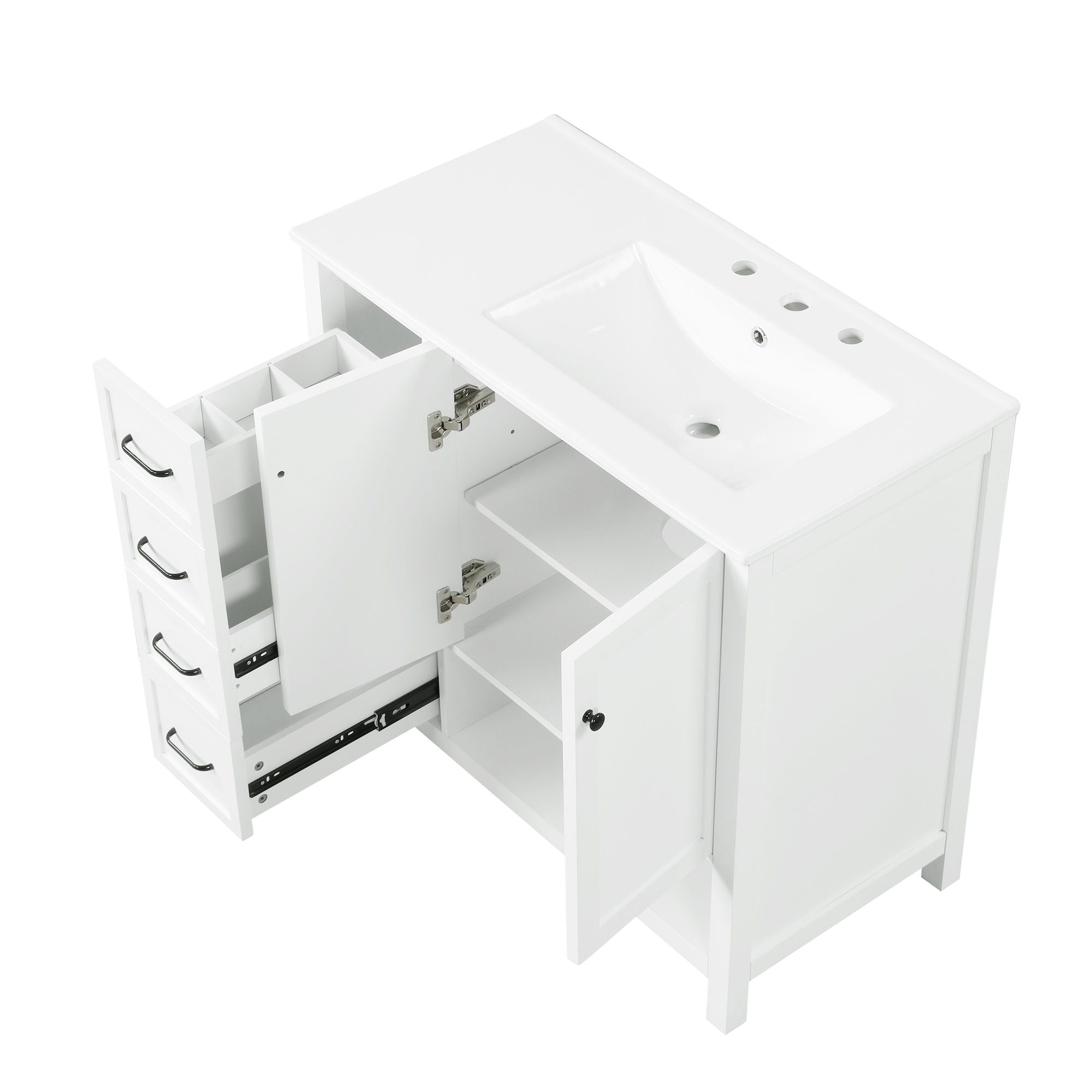 Modern Bathroom Vanity With Sink Top, 2 Doors And 2 Drawers