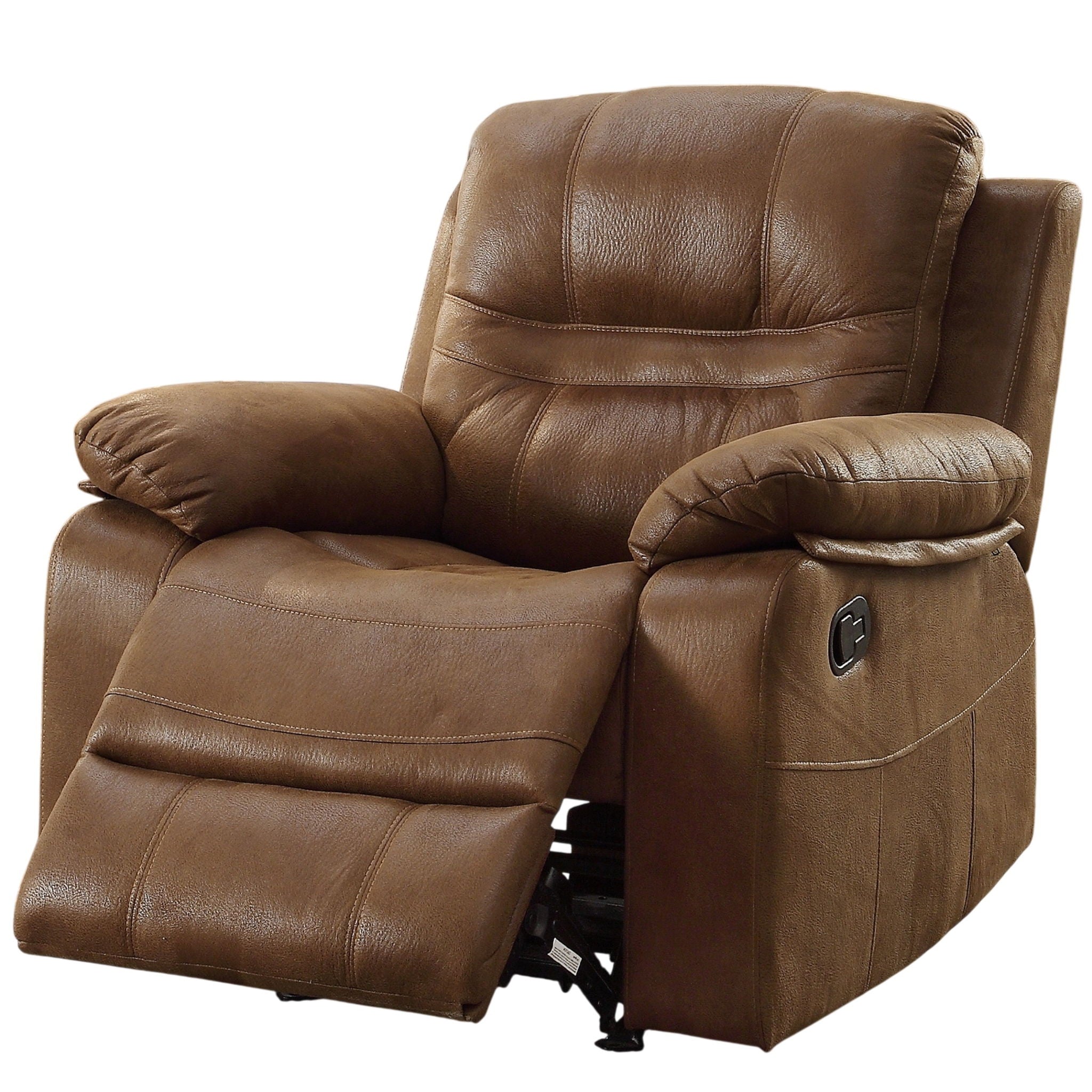 Manual Recliner With Pillow Arms And Headrest - Dark Brown